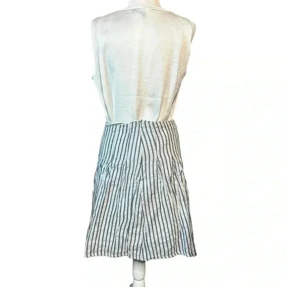 Old Navy Pleated Denim Stripe,Tiffany Blue Stripe, metallic silver stripe - Picture 3 of 7